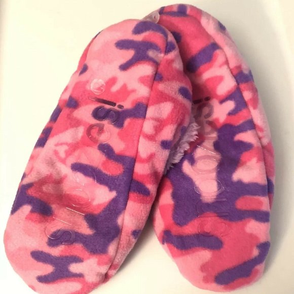 Snoozies Camo Pink Purple Tween M 4 / 5 Non-Skid - Picture 3 of 5